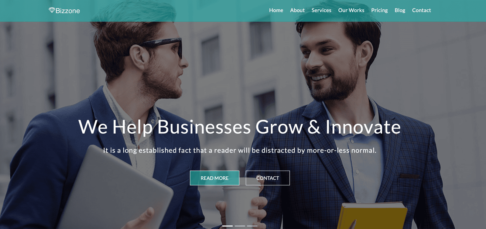 Bizzone landing page screenshot
