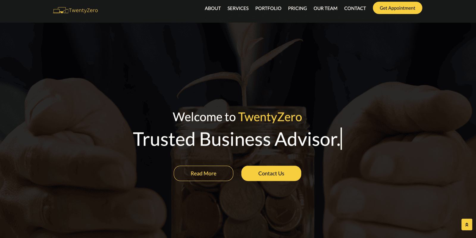 TwentyZero landing page screenshot